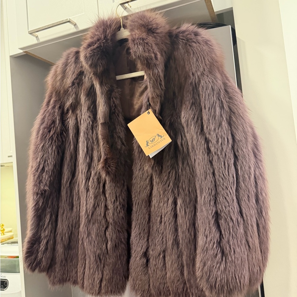 Elegant real mink Fur Teddy Jacket in Deep Brown/burgundy